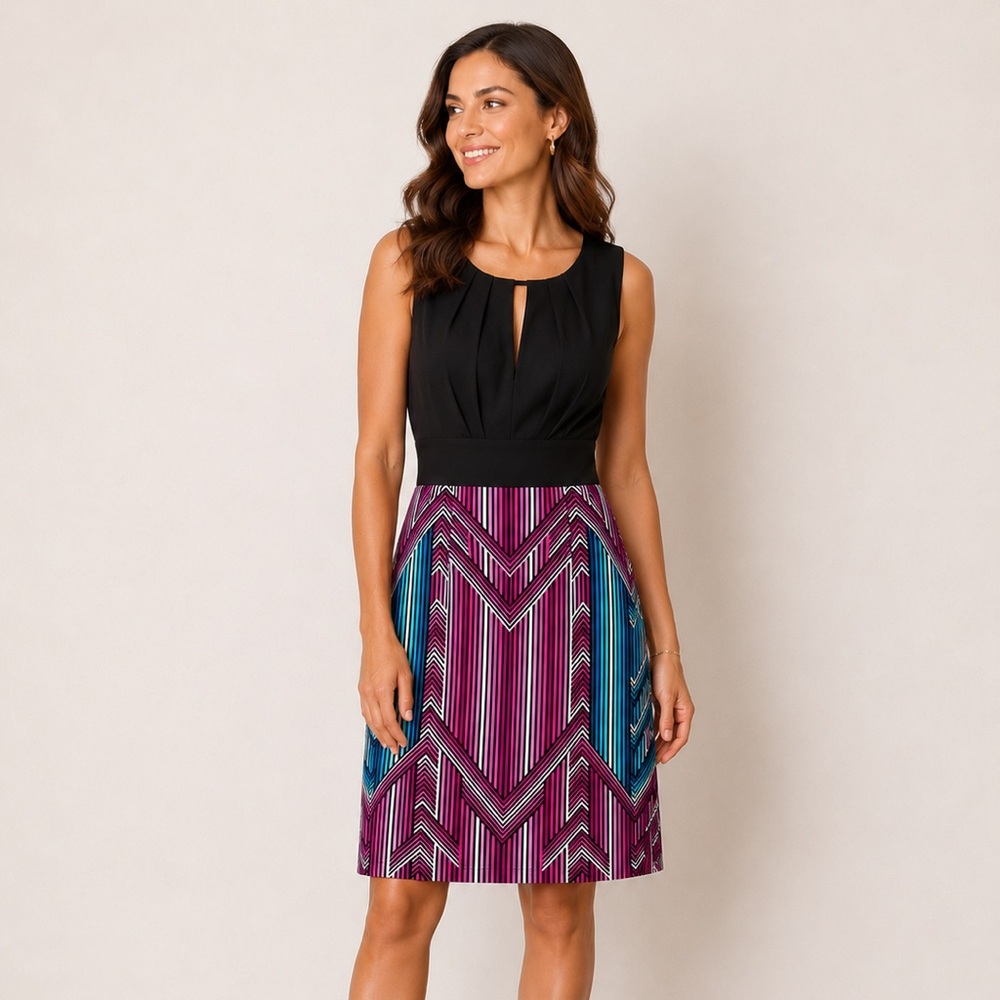 Trina Turk 100% silk shell and lining fitted mini dress  0‎